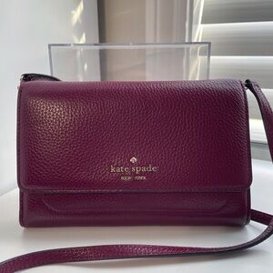 kate spade Burgundy Pebbled Leather Crossbody